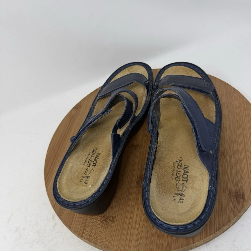 Naot Quito Navy Blue Wedge Sandals Comfort Slip On Vacation Womens 42 US 11